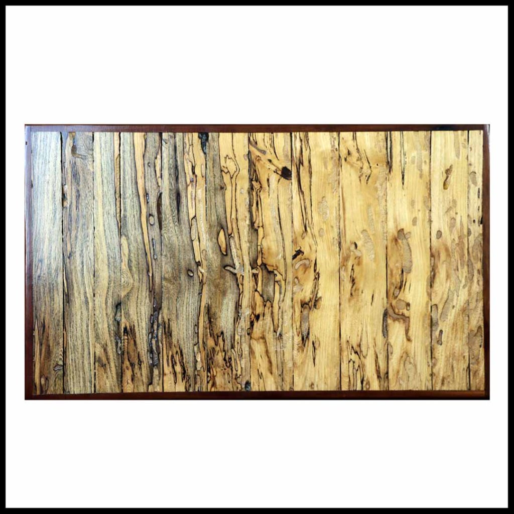 rustic homemade wood table old logs, spalted, cut strips panels