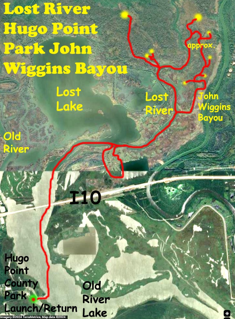 Map Paddle Kayak John Wiggins Bayou, Hugo Point Park, Lost River