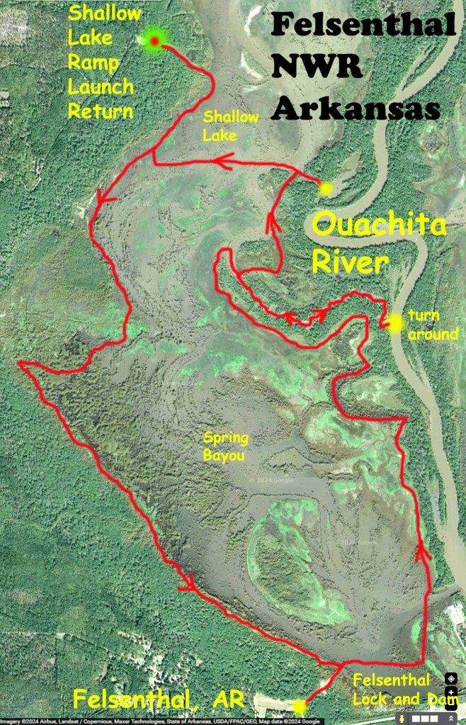 Map Paddle Kayak Felsenthal NWR Arkansas