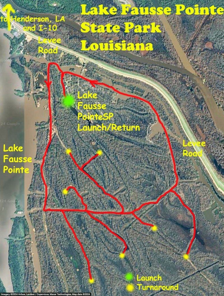 Kayak Paddle Map Route Lake Fausse Point Louisiana