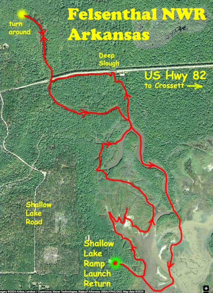 Map Route Paddle Kayak Felsenthal NWR Arkansas