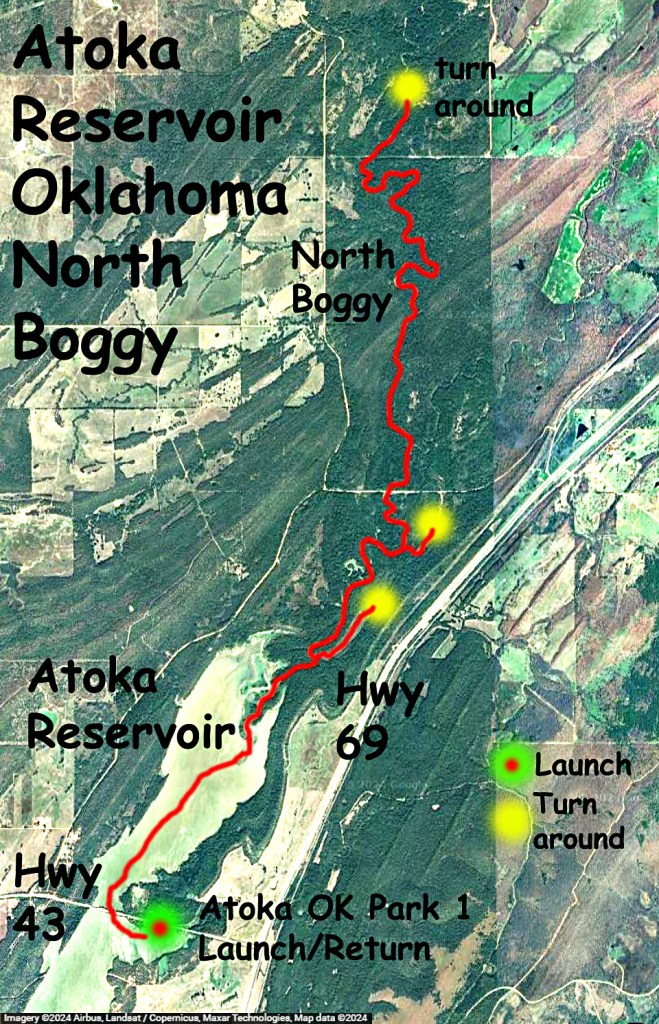 Kayak Map Route Atoka Lake, North Boggy, OK