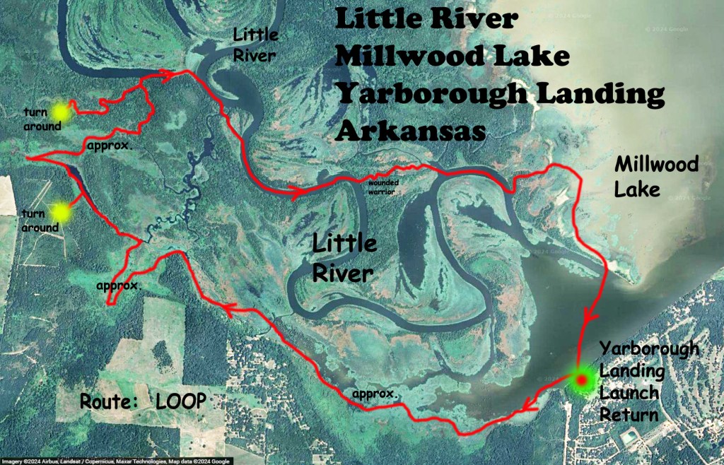 Kayak Paddle Route Map Little River, Millwood Lake, A Arkansas www.SawdustRiver.com