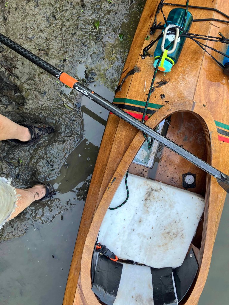 kayak in the mud Atchafalaya Sandy Cove Launch www.SawdustRiver.com