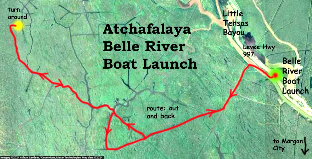 kayak route map Atchafalaya, Belle River Boat Launch www.SawdustRiver.com