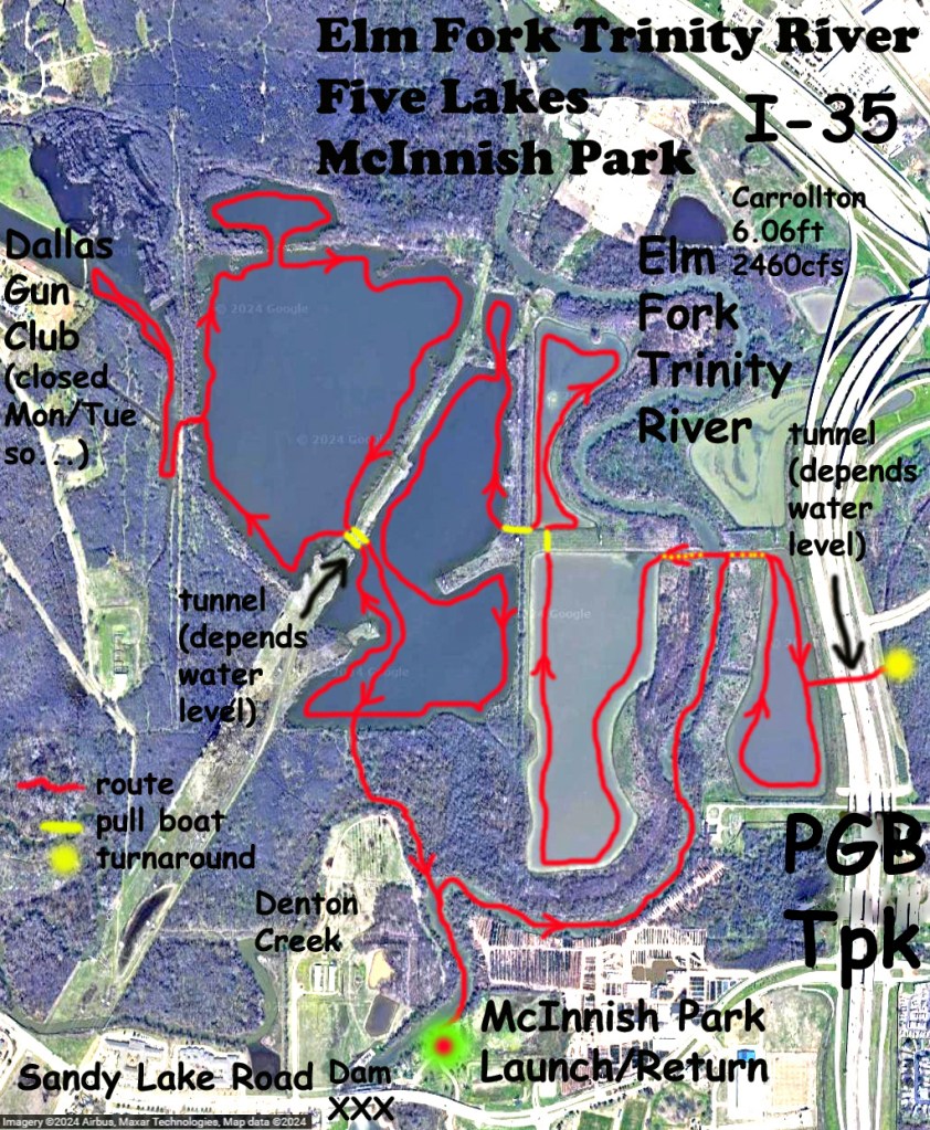 Elm Fork Trinity McInnish Park Kayak Paddle Trail Map www.SawdustRiver.com