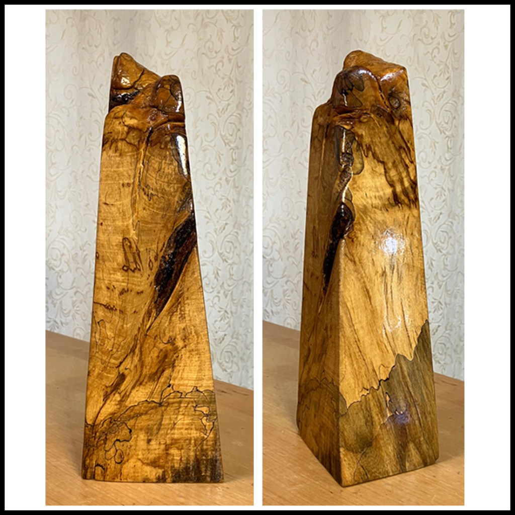 spalted, pyramidal and stained wood sculpture www.SawdustRiver.com