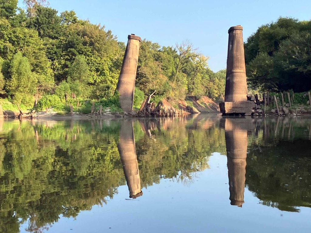 Kayak paddle scenery picture, Sulphur River, Arkansas, Hwy 71 I-49 Ramp upstream