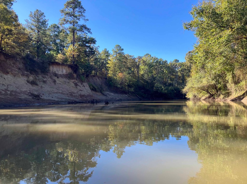 Kayak paddle scenery picture Sulphur River, Hwy 67 Launch going downstream, above Wright Patman www.SawdustRiver.com