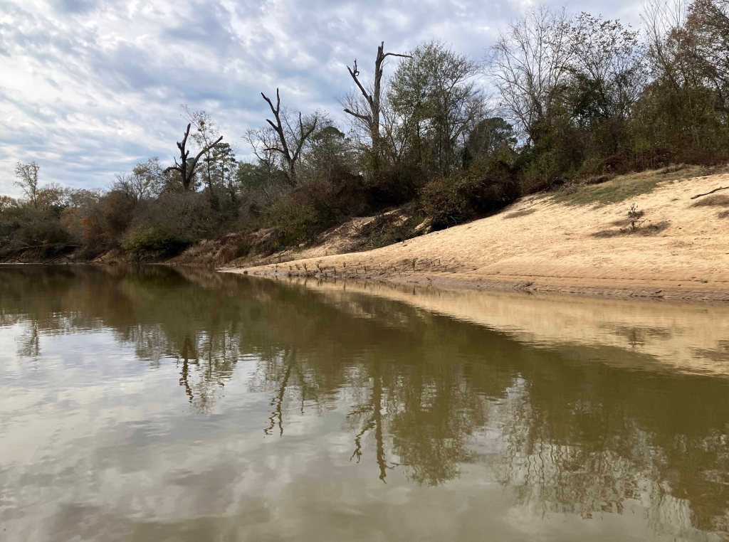 Kayak paddle scenery picture Neches River, Hwy 294 Launch, going up, www.SawdustRiver.com