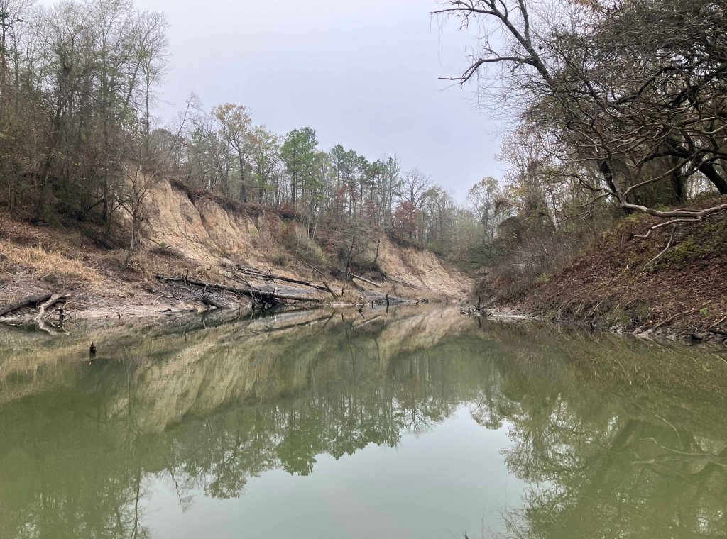 Kayak paddle scenery picture Sulphur River, Hwy 259 Launch going upstream, above Wright Patman www.SawdustRiver.com